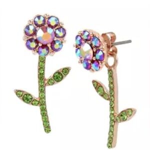 NEW Betsey Johnson Flower Front Back Earrings